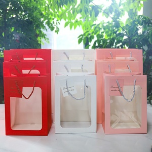 Factory Direct Sale Price Clear Laser PVC Transparent Tote Hand Bag Pink White Flower <b>Gift</b> Bags for Birthdays - Product Image 3