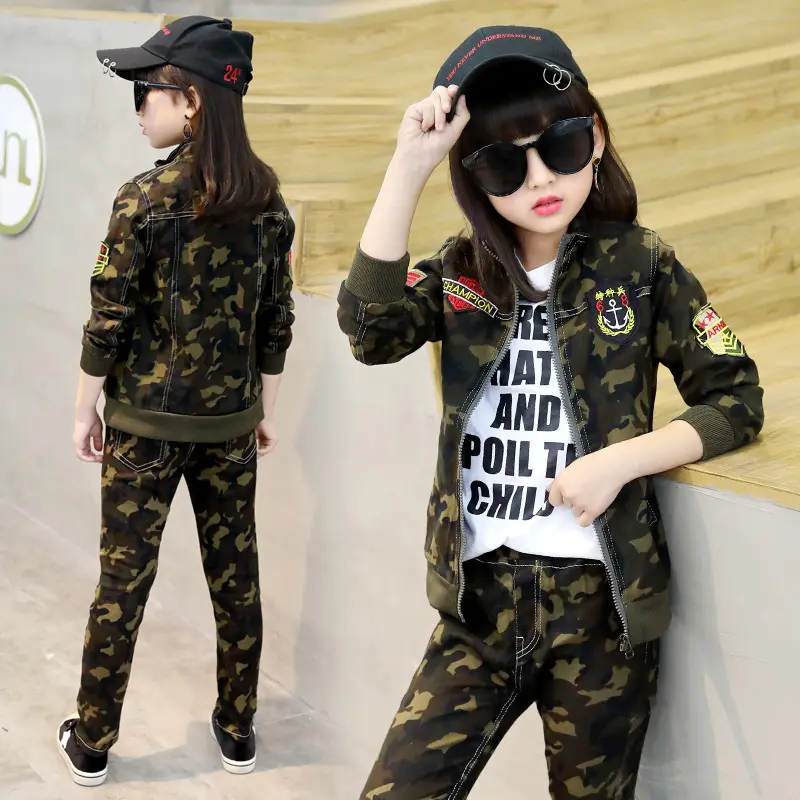 Hot sale cool camouflage cheap baby clothes beautiful children clothing for girls
