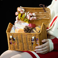 Panier-cadeau en bambou tissé en forme de maison personnalisé pour l'emballage de cadeaux alimentaires, bonbons de Noël, boîte en bambou recyclable, logo personnalisé, fait main