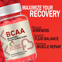 1000mg BCAA permen Gummy untuk dukungan otot Lean dan kekebalan tubuh untuk dewasa