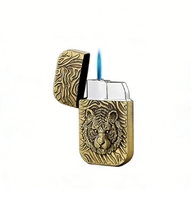 Patrón DE RELIEVE Encendedor de metal A prueba de viento Encendedor de llama azul Recargable