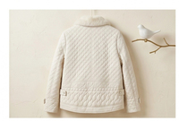 Veste matelassée en peau de mouton pour femme, col en fourrure courte, motif diamant, manteau décontracté pour tous les jours