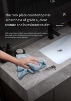 Meuble-lavabo flottant au design moderne personnalisé avec miroir intelligent, vasque en céramique murale et drain en acier inoxydable