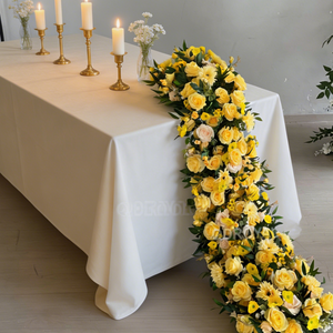 Ensemble de fleurs artificielles bicolores bleues, rangée de fleurs assorties, boule florale, chemin de table en soie pour la décoration de fond de scène et d'allée de mariage - Product Image 3