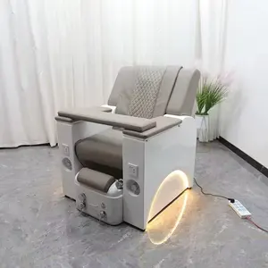 Best-seller Chaise de manucure en cuir synthétique avec éclairage LED Massage électrique Pédicure avec bain de pieds