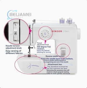 Máquina de Coser Eléctrica Multifuncional <span class=keywords><strong>Singer</strong></span> 1306, Equipo de Costura Mini de Escritorio con Remalladora para Costura Casera DIY - Product Image 4