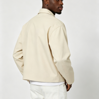 Veste de travail en toile OEM pour homme, en coton patchwork, coupe ample oversize, zippée, courte, à épaules tombantes, respirante, imperméable, personnalisée, de qualité supérieure