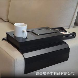 Sofa Armrest Wooden Tray With Drawers Foldable Solid Wood Storage <b>Rack</b> For Hotel Meals Coffee Tea <b>Drinks</b> - Product Image 1