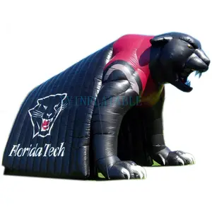 2024 Hot sale black bear inflatable football tunnel, inflatable bear entrance for football game