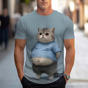 Men's 3D <b>Cat</b> Print <b>T</b>-Shirt Regular Fit Short Sleeve Digital Printed Jersey Fabric Adult Youth Casual Wear - Product Image 4
