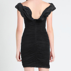 <span class=keywords><strong>Robe</strong></span> mini moulante <span class=keywords><strong>noire</strong></span> à manches courtes, épaules dénudées, entièrement froncée avec insert en maille transparente - Fournisseur vérifié <span class=keywords><strong>du</strong></span> Guangdong, Chine - Product Image 2