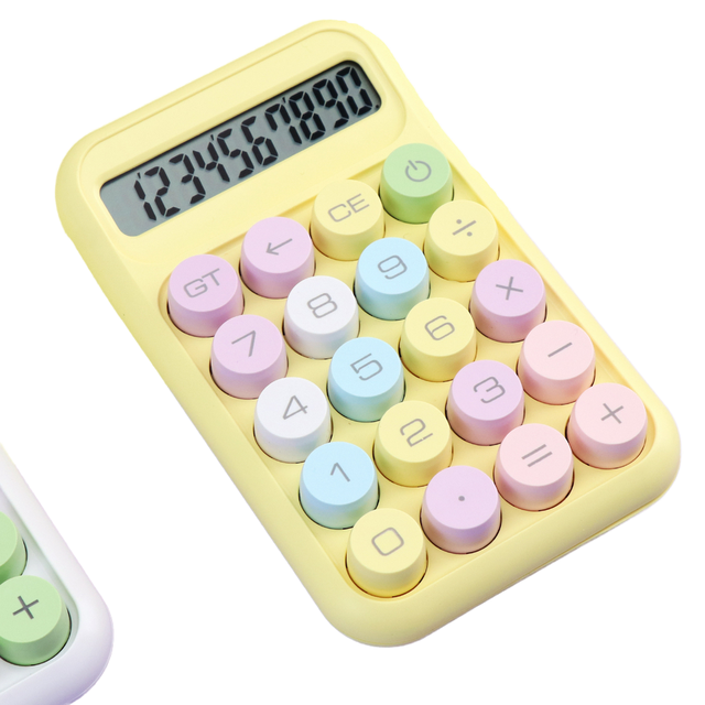 New Design 4 Color Macaron Mechanical Keyboard Button LCD Screen Office Desk Energy Saving Battery Powered Calculator