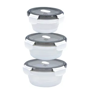 Round Collapsible Lunch Bento Box Reusable Silicone Food Container Supplier