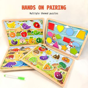 Creative Montessori Educational 2-in-1 Fridge Sticker Drawing Board Puzzle Wood Grasping Toy for Kids Learning - Product Image 2