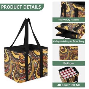 Bolsa de compras plegable de nailon ecológica con diseño tradicional de arte de puntos aborígenes australianos, bolsas de supermercado reutilizables con asa - Product Image 3