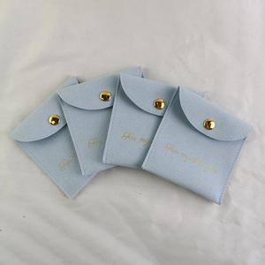 Luxury Custom Logo Printed Jewelry Bags Velvet <b>Gift</b> Jewelry Packaging Bags Microfiber Suede <b>Envelope</b> Pouch with Snaps - Product Image 2