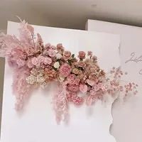 Fleurs Artificielles de Grossiste d'Usine pour Arrière-plan de Mariage Rose en Soie, Guirlande Florale Suspendue pour Anniversaire, Scène ou Sol, Arrangement Floral