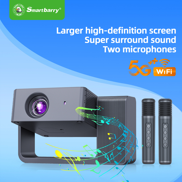 HT30 Home Theater HD Projector 3D Built-In Dual-Mic Karaoke Portable Family Phone Wifi Outdoor Android Advertising Projector