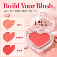 Palette de fard à joues crème en forme de cœur, imperméable et mat, pour un look naturel, avec étiquette privée