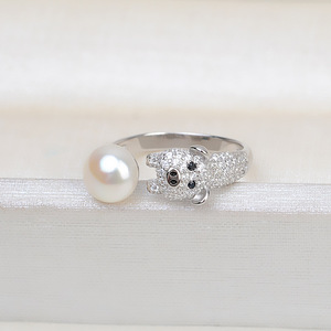 Bague ajustable artisanale en argent S925 pour femme, motif cochon du zodiaque, perle Wenchi, modèle 17024, bijoux pour sublimer votre style - Product Image 4