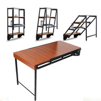 Meuble Secret intelligent en MDF, pieds en fer, Table murale, mobilier intelligent en métal, gain de place, table de salle à manger pliante