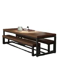 चीनी देहाती लकड़ी चाय की मेज में एकीकृत लंबी कॉफी टेबल चाय की मेज कमरे में रहने वाले कार्यालय बैठक डेस्क