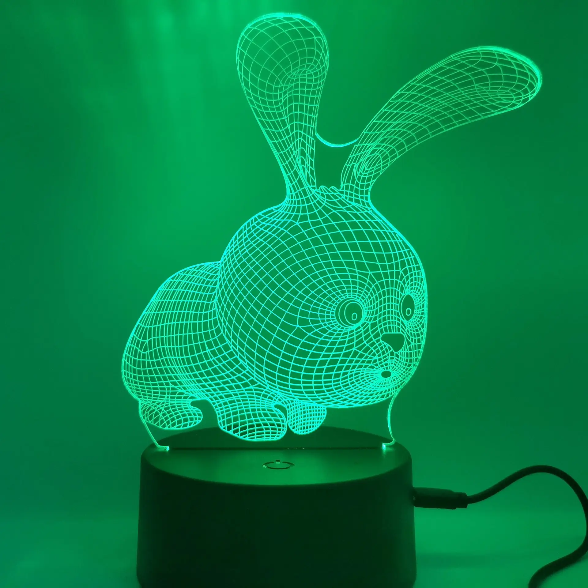 Holiday Birthday Easter Cool Festival Gifts 16 Colors Changing 3D Illusion Lamp Rabbit Night Light for Kids