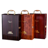 Boîte d'emballage rectangulaire haut de gamme personnalisée en bois avec logo estampé à chaud et sérigraphié pour deux bouteilles de vin rouge – Vente en gros