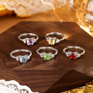 9 Minimalist Cute <b>Cat</b> <b>Ring</b> Girlie 925 Sterling Silver Rhodium Plated 6mm Round Cut Natural Stone Amethyst Jewelry For Gift - Product Image 5