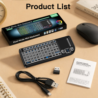 Dokunmatik Yüzeyli Kablosuz Mini Klavye 2.4G ve BT Çift Modlu RGB Arkadan Aydınlatmalı PC Tablet TV Akıllı Telefon için