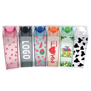 Bpa Free 500Ml/1000Ml Karton Susu Botol Air Berwarna Transparan Botol Air Plastik dengan Logo Kustom