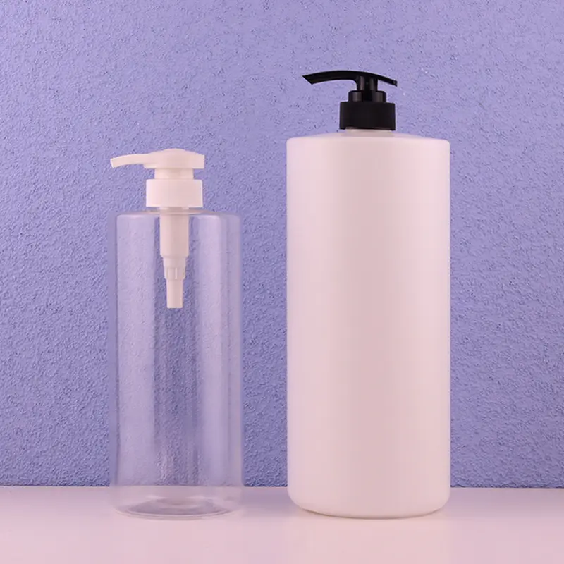 Großhandel Flüssig waschmittel flasche Leerer Shampoo-Behälter 1000ml 1800ml PET-Kunststoff-Shampoo flaschen mit Pumpsp ender