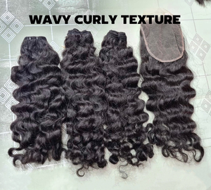 Lots <span class=keywords><strong>de</strong></span> Cheveux Naturels Bruts Indiens 100% Vierge, Bouclés Birmans, Ondulés Naturels, Cheveux Cambodgiens Bruts avec Closure – Prix Abordable - Product Image 1