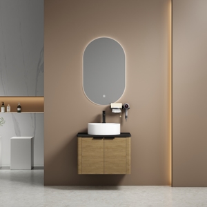 Nouveau design 2026 : Meuble <span class=keywords><strong>de</strong></span> <span class=keywords><strong>salle</strong></span> <span class=keywords><strong>de</strong></span> <span class=keywords><strong>bain</strong></span> mural en PVC <span class=keywords><strong>de</strong></span> 60 cm avec vasque en céramique et <span class=keywords><strong>miroir</strong></span> LED - Product Image 2