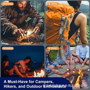 Outil de survie d'urgence pour le camping et la randonnée en plein air, bâton de ferrocérium de 4 pouces, allume-<span class=keywords><strong>feu</strong></span> en acier avec cordon en paracorde - Product Image 6