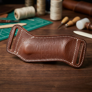Étui compact pour couteau EDC en cuir véritable écologique marron pour droitier, Jahangir Enterprise, JE_LS-001 - Product Image 3