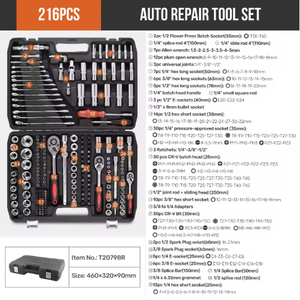 216PCS Complete <b>Hand</b> <b>Tool</b> <b>Set</b>, Professional Socket Wrench Kit With Plastic Toolbox for Garage & Workshop 216PCS <b>Hand</b> <b>Tool</b> <b>Set</b> 21 - Product Image 3