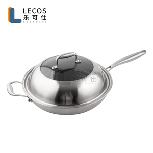 Sartén Profunda <span class=keywords><strong>Antiadherente</strong></span> de Acero Inoxidable LECOS Factory <span class=keywords><strong>Jumbo</strong></span> para Cocinar y Freír con Asa Auxiliar, Apta para Inducción - Product Image 6