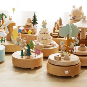 <b>Wooden</b> Music Box Music Box Creative Home <b>Gift</b> Children's Birthday <b>Gift</b> Carousel Handmade Solid Wood <b>Gift</b> - Product Image 3