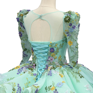 Robe de Quinceañera Jancember 6536 <span class=keywords><strong>vert</strong></span> <span class=keywords><strong>menthe</strong></span>, robe de bal florale, robe de mariée <span class=keywords><strong>vert</strong></span> sauge, manches lanternes, robe de fête d'anniversaire Sweet 16, tenue de cérémonie - Product Image 6