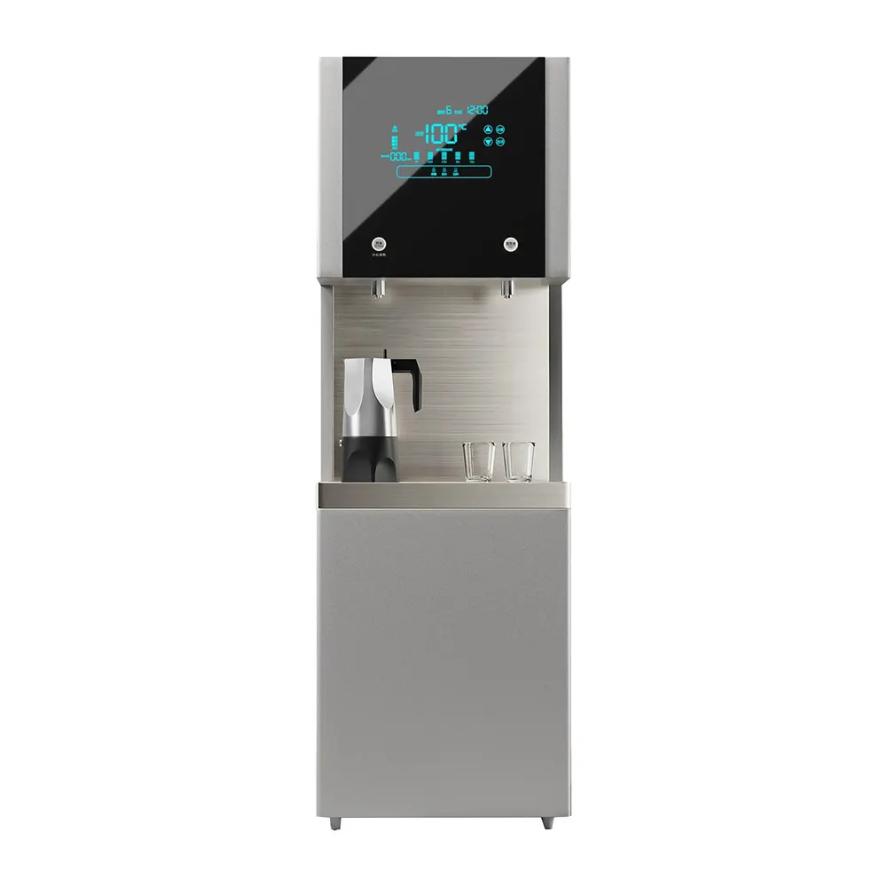 Commercial compressor cooling water hot and cold station ro filter purifier stainless steel screen water dispenser