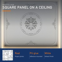 Médaillon de plafond en PU sculpté, style luxe léger français, ensemble de panneaux centraux pour la décoration de plafond de salon