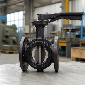 Vanne papillon manuelle en <span class=keywords><strong>fonte</strong></span> DN50-DN300, directement de l'usine, pour le contrôle du débit d'air des conduites de dépoussiérage - Product Image 1