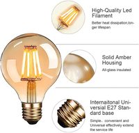 Ampoule LED vintage Edison G95 à filament COB E27, 220V, 4W, 6W, 8W, verre blanc chaud 2700K, directement de l'usine, pour la décoration de la maison