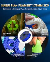 SUNLU PLA + 2.0 Mise à niveau du filament d'imprimante 3D 1KG (2.2lbs) Gris plus résistant 1.75mm PLA Plus Filament soigneusement enroulé 0.02mm