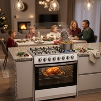 Kompor Gas Stainless Steel Berdiri Sendiri dengan Oven 6 Tungku untuk Rumah & Dapur Restoran Langsung dari Pabrik OEM ODM