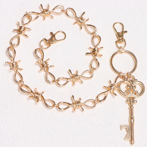 Chaîne de taille épingle dorée en forme de clé, accessoire décoratif hip-hop, chaîne de pantalon unisexe en métal, chaîne de corps décontractée et tendance - Product Image 3