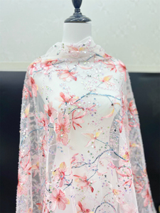 <strong>Wholesale</strong> Custom <strong>Wholesale</strong> Price Dry Flower <strong>Lace</strong> <strong>Fabric</strong> French Tulle <strong>Lace</strong> Beads <strong>Fabric</strong> for Wedding Evening Dress - Product Image 2