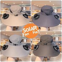 Chapeau ventilateur solaire rechargeable par USB avec large bord, style rayé, protection anti-UV pour les voyages d'été, l'alpinisme, la pêche, unisexe