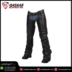 Pantalon de Moto en Cuir Noir Nouveau-Style Pantalon en Cuir de Moto Biker Cowboy Riding Racing Genuine Full Chap - Product Image 2